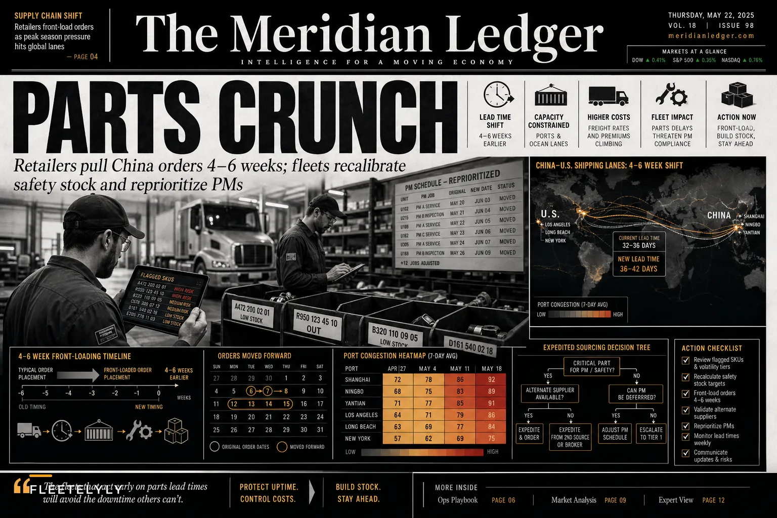 When Retailers Front‑Load China Orders: A Fleet Manager's Playbook for Parts Lead‑Time Surges