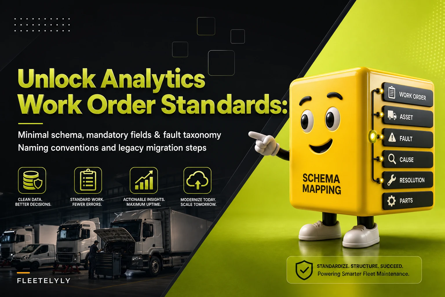 Work order data standards that unlock analytics: minimal schema, naming conventions and migration steps