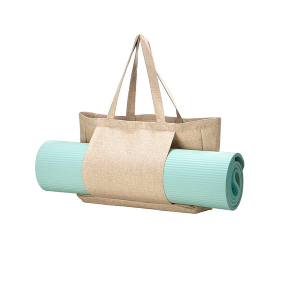 Tote Bag Yoga de lino oscuro