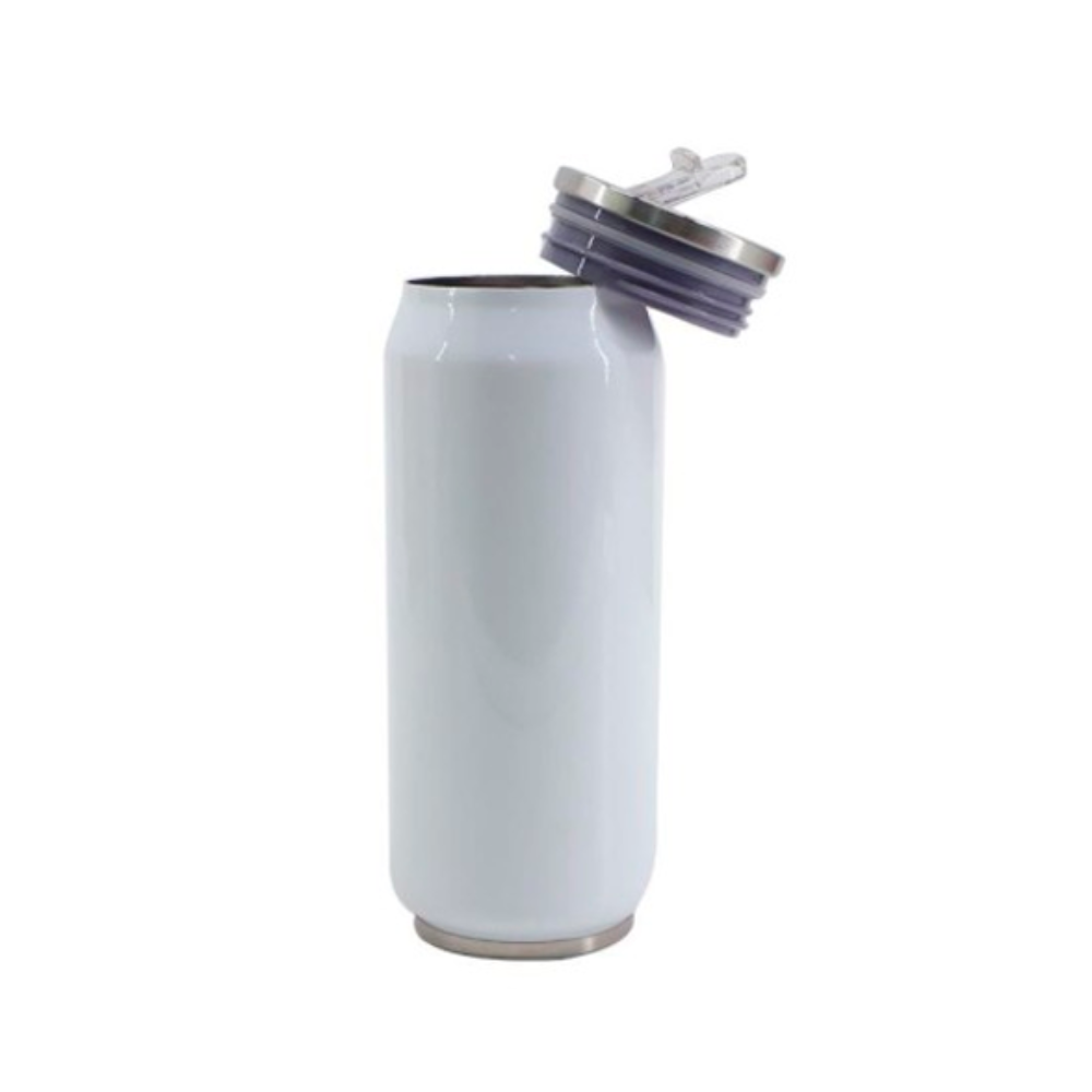 Botella de acero inoxidable blanca con pajita sublimación 2