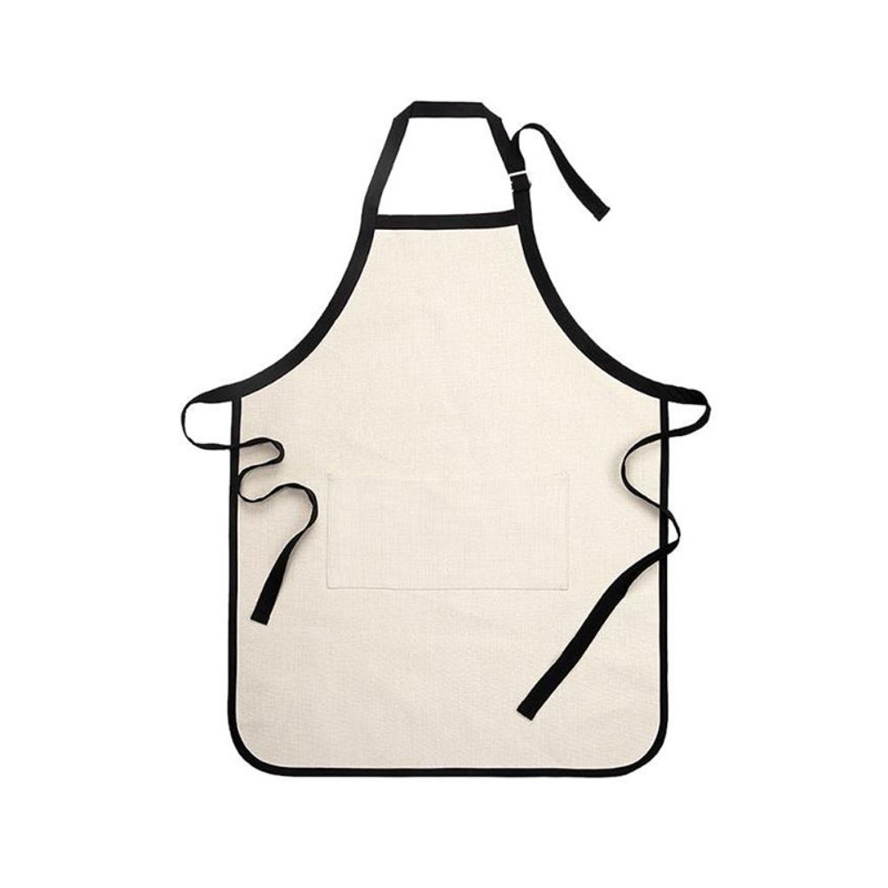 Delantal de adulto de lino y borde negro 80 x 64 cm