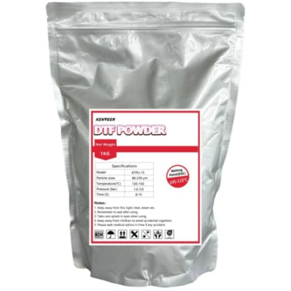 C7204P-1 Polvos DTF 1Kg color blanco Tacto Súper Fino en prenda. 80-170µm
