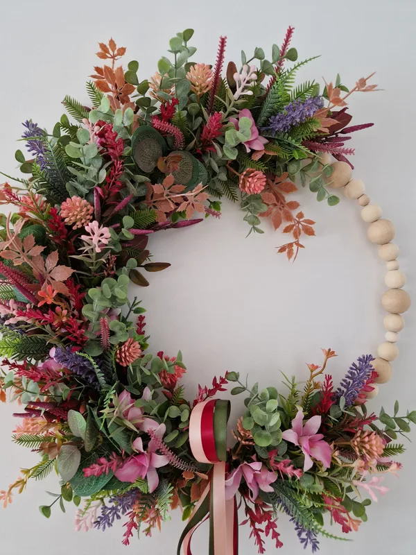 Lavendel, Heidekraut und Orchideen – Kranz auf einem Holzring