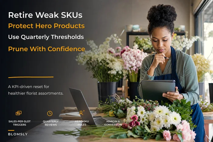 Assortment-pruning framework for florists to retire low-performing SKUs