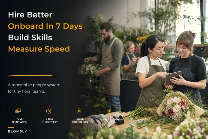 Hiring-to-performance system for tiny floral teams: role templates, 7‑day quickstart and competency checklists
