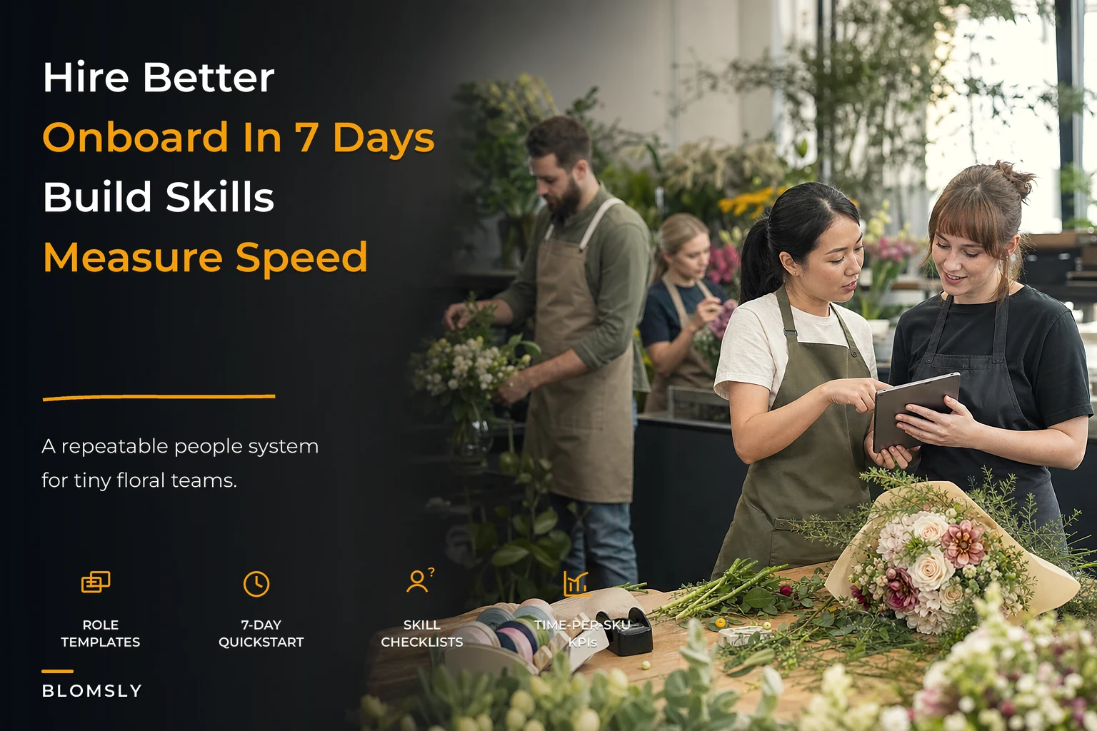 Hiring-to-performance system for tiny floral teams: role templates, 7‑day quickstart and competency checklists