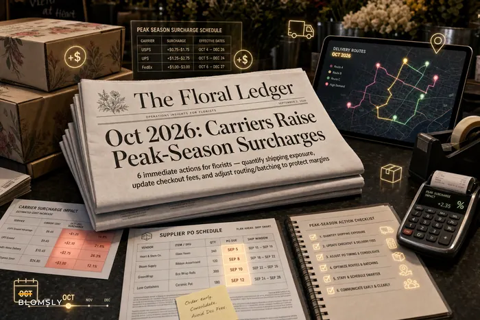 Prepare for 2026 peak‑season surcharges: 6 immediate actions flower shops should take before October