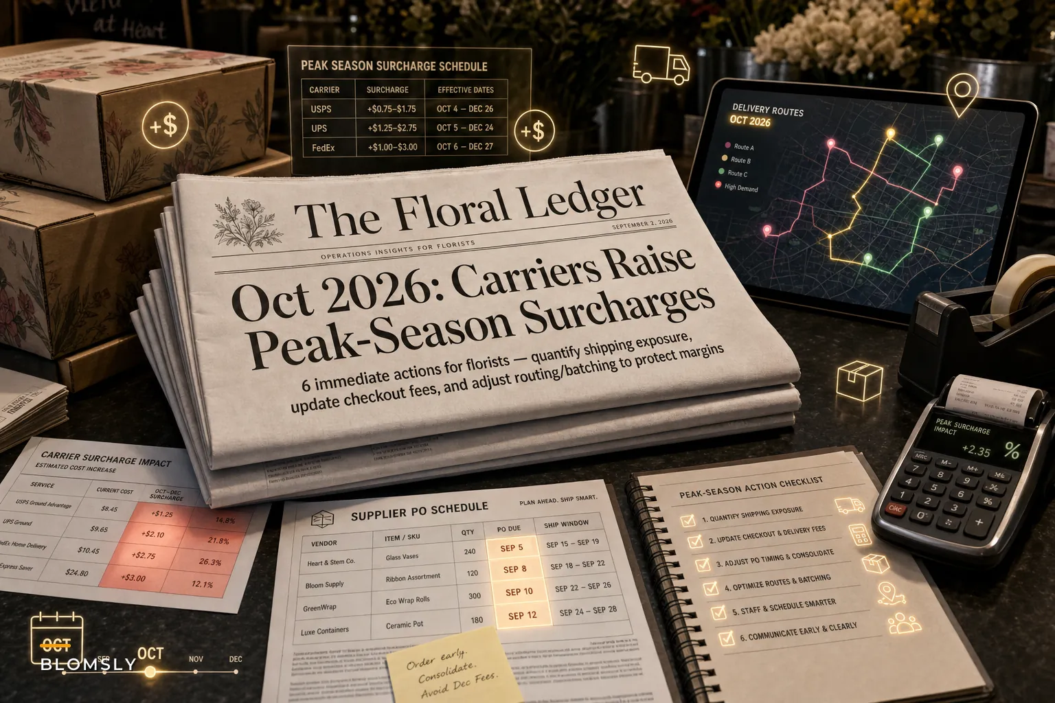 Prepare for 2026 peak-season surcharges: 6 immediate actions flower shops should take before October