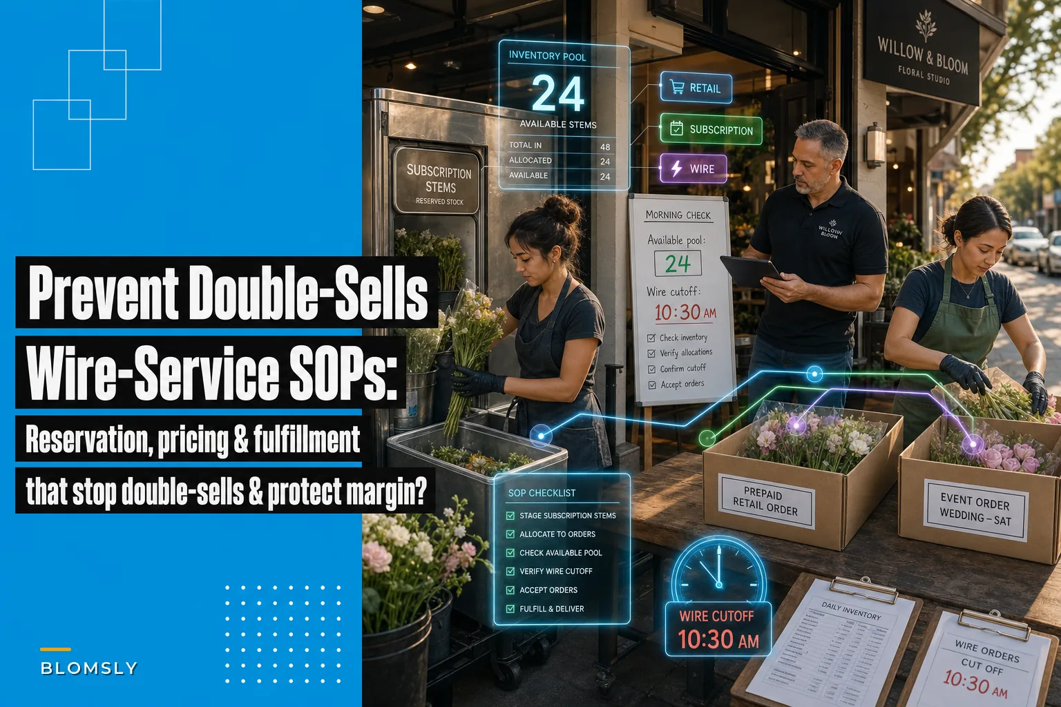 Prevent double-sells: wire-service reservation, pricing and fulfillment rules for small shops