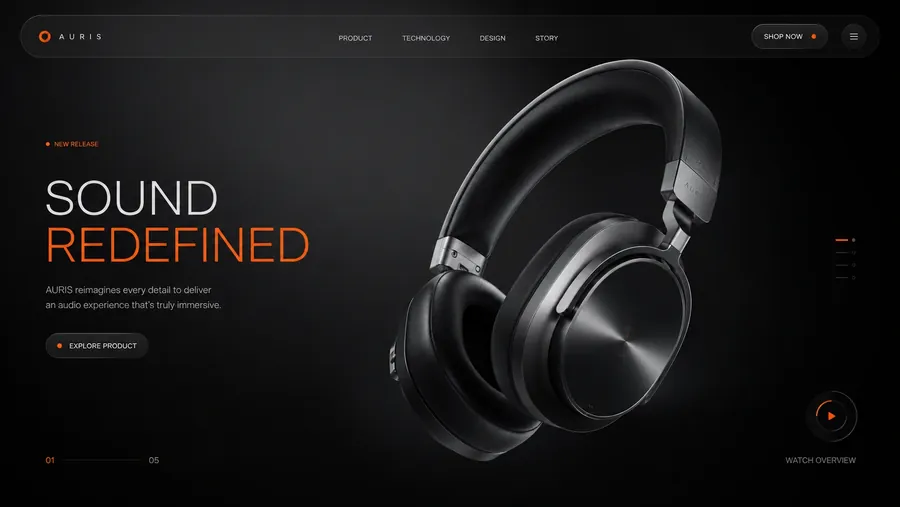 Sound Redefined headphones website on black