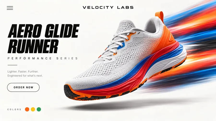 Aero Glide Runner sneaker landing page