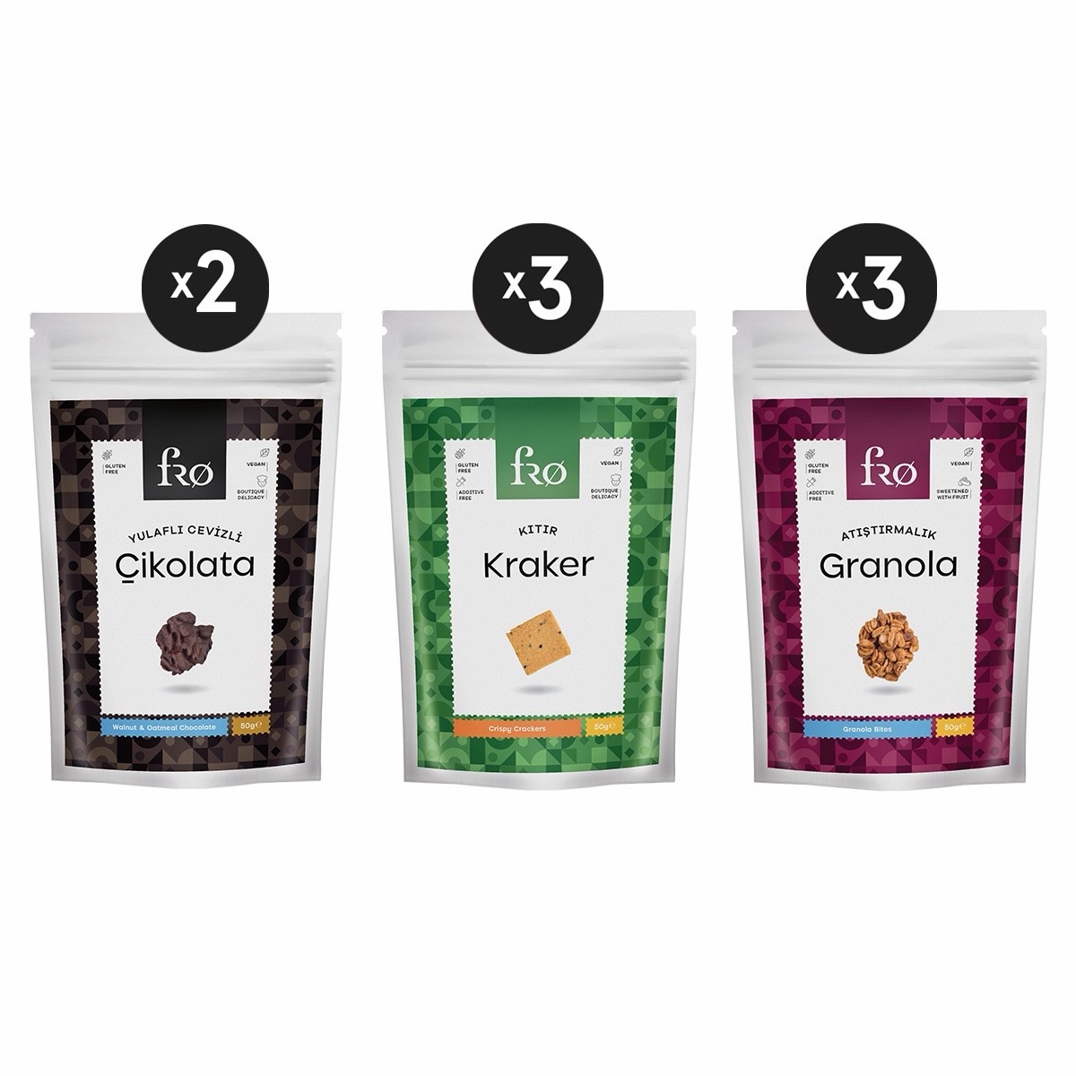 8'li Fro Glutensiz Rafine Şekersiz Atıştırmalık Paketi