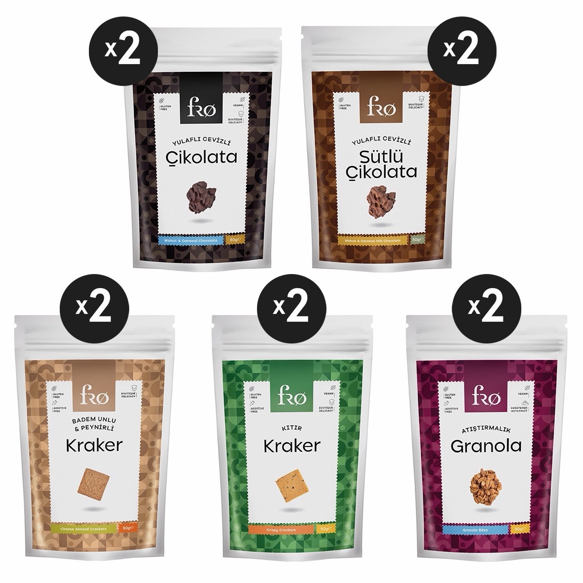 10'lu Fro Glutensiz Rafine Şekersiz Atıştırmalık Paketi