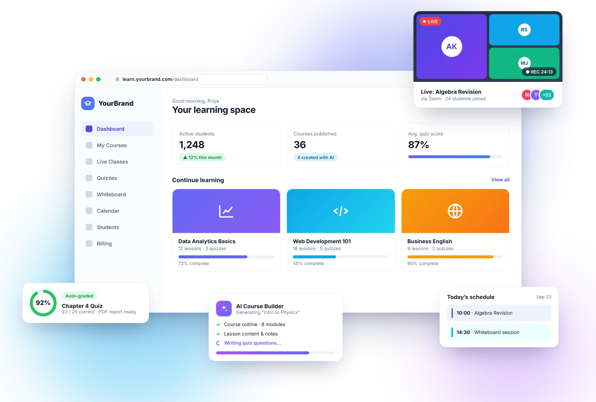 E-Learning Platform for Tutors & Coaches — white-label software product screenshot
