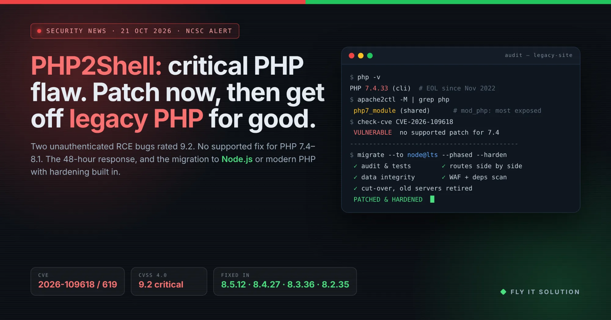 PHP2Shell: Critical PHP Flaw Puts Legacy Websites at Risk. How to Patch Now, Migrate from Legacy PHP to Node.js and Harden Security