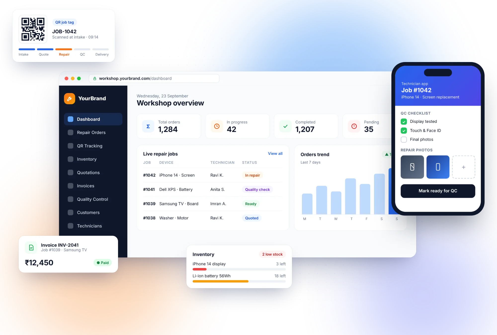 Repair Workshop Management Software — white-label software product screenshot