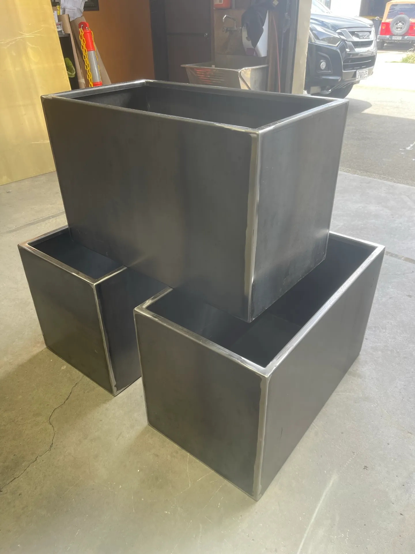 Folded corten planter boxes