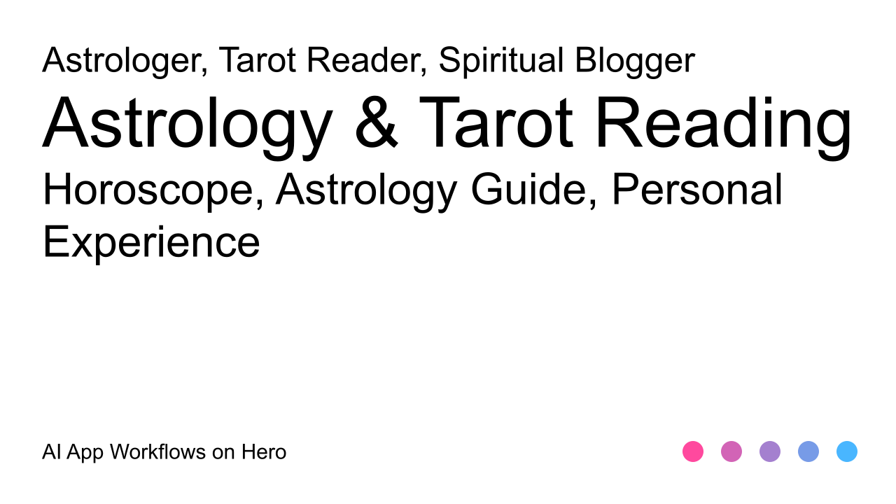 The text Astrology & Tarot Reading and Horoscope, Astrology Guide, Personal Experience on a white background