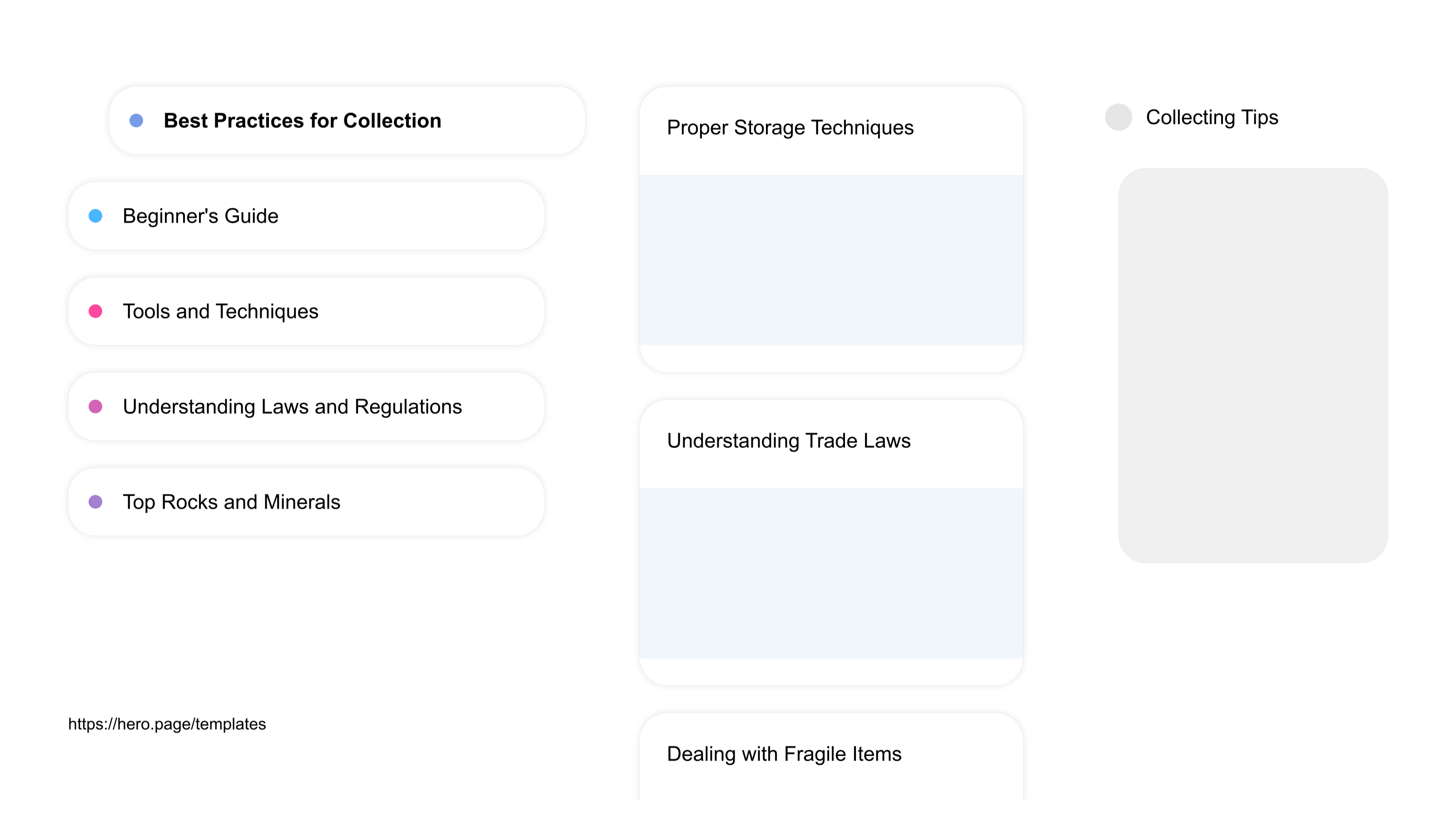 A visual diagram of what a Rock and Mineral Collecting space looks like with relevant lists