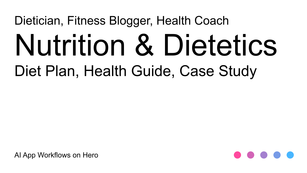 The text Nutrition & Dietetics and Diet Plan, Health Guide, Case Study on a white background