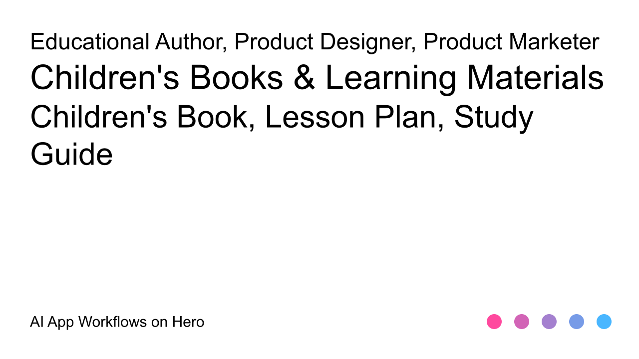 The text Children's Books & Learning Materials and Children's Book, Lesson Plan, Study Guide on a white background