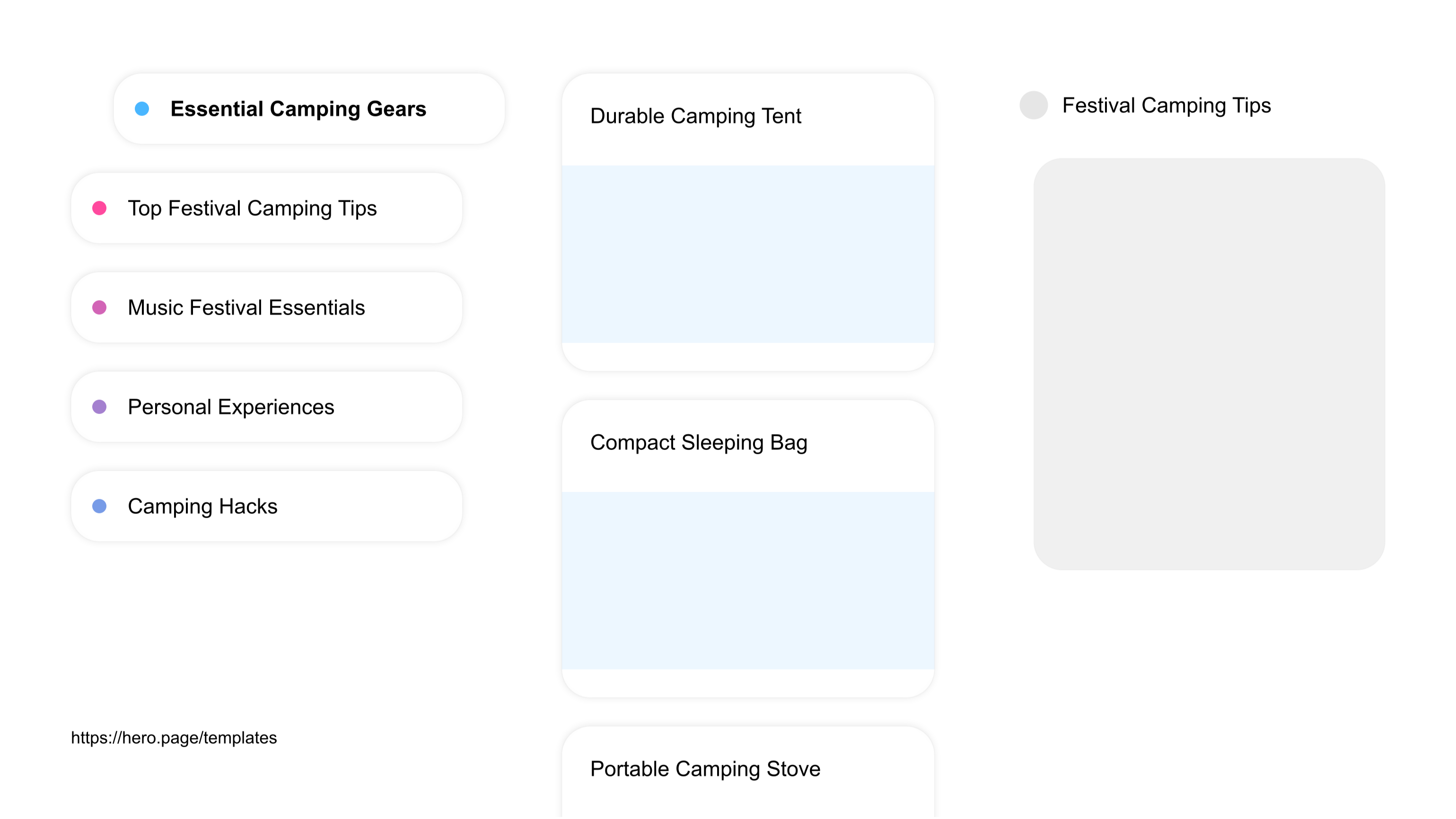 A visual diagram of what a Concerts and Music Festivals space looks like with relevant lists