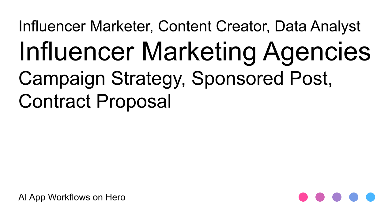 The text Influencer Marketing Agencies and Campaign Strategy, Sponsored Post, Contract Proposal on a white background
