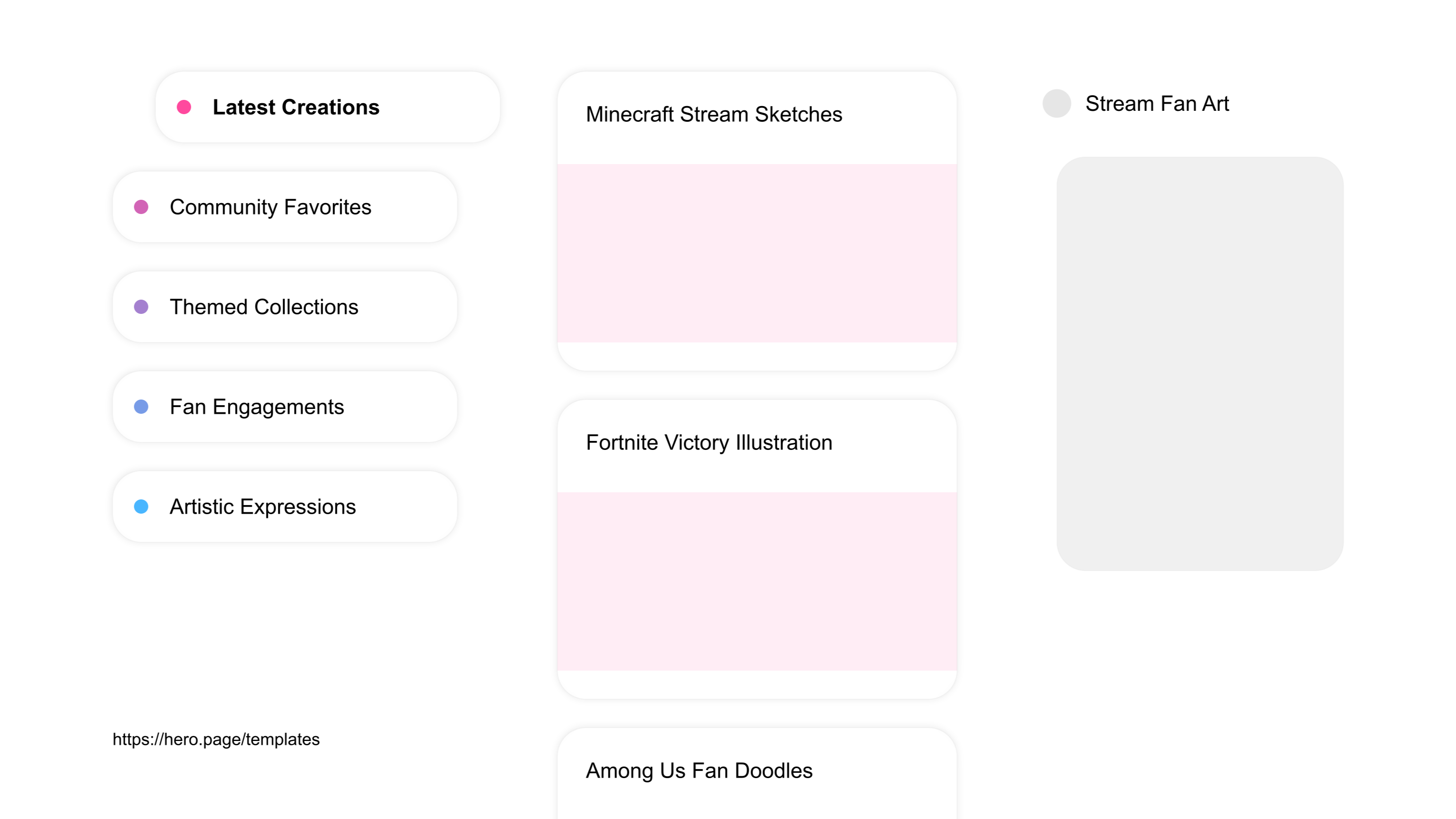 A visual diagram of what a Live Streaming space looks like with relevant lists