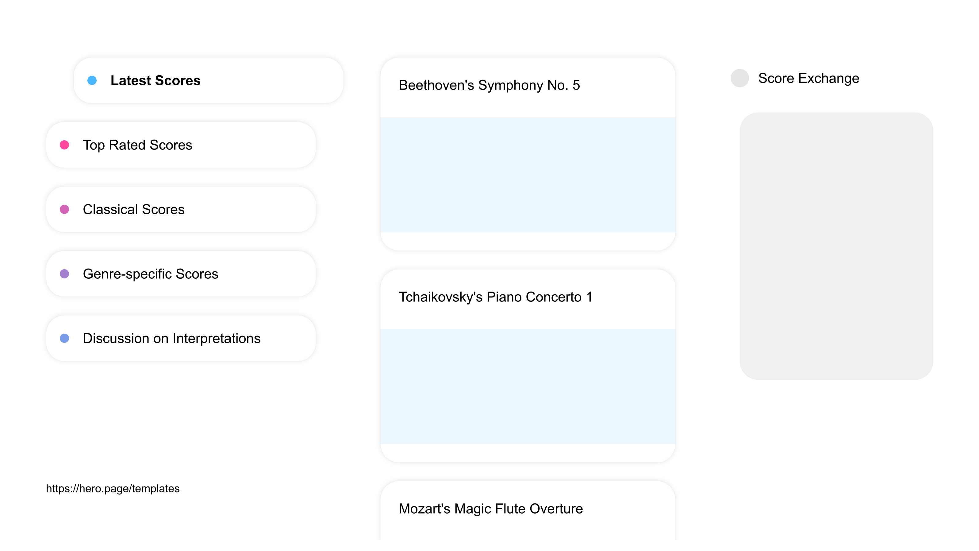 A visual diagram of what a Choirs and Orchestras space looks like with relevant lists