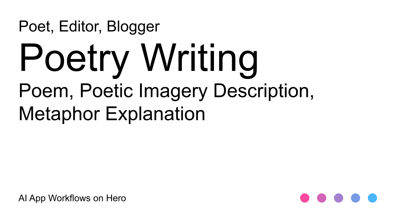 The text Poetry Writing and Poem, Poetic Imagery Description, Metaphor Explanation on a white background