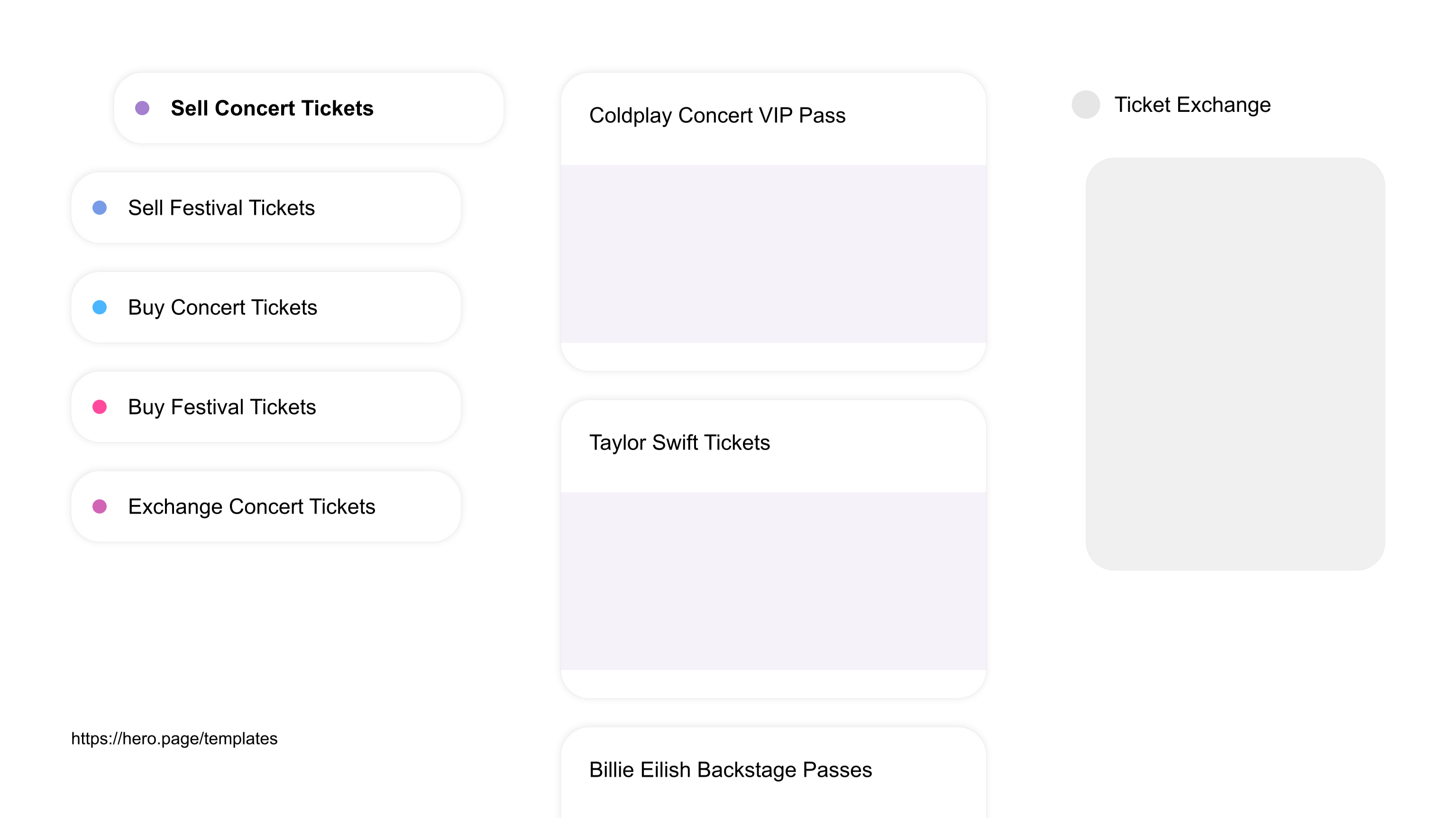 A visual diagram of what a Concerts and Music Festivals space looks like with relevant lists