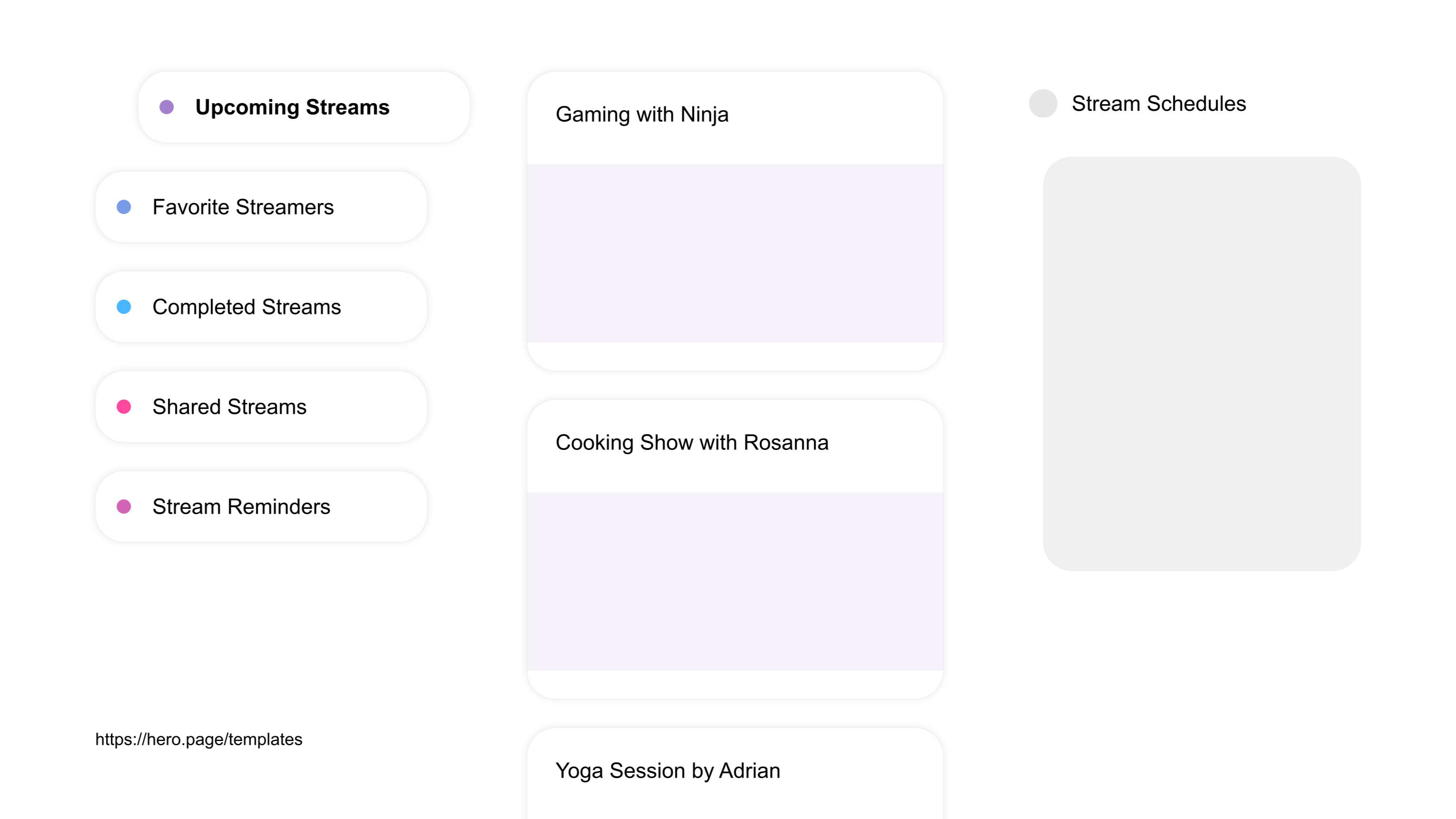 A visual diagram of what a Live Streaming space looks like with relevant lists