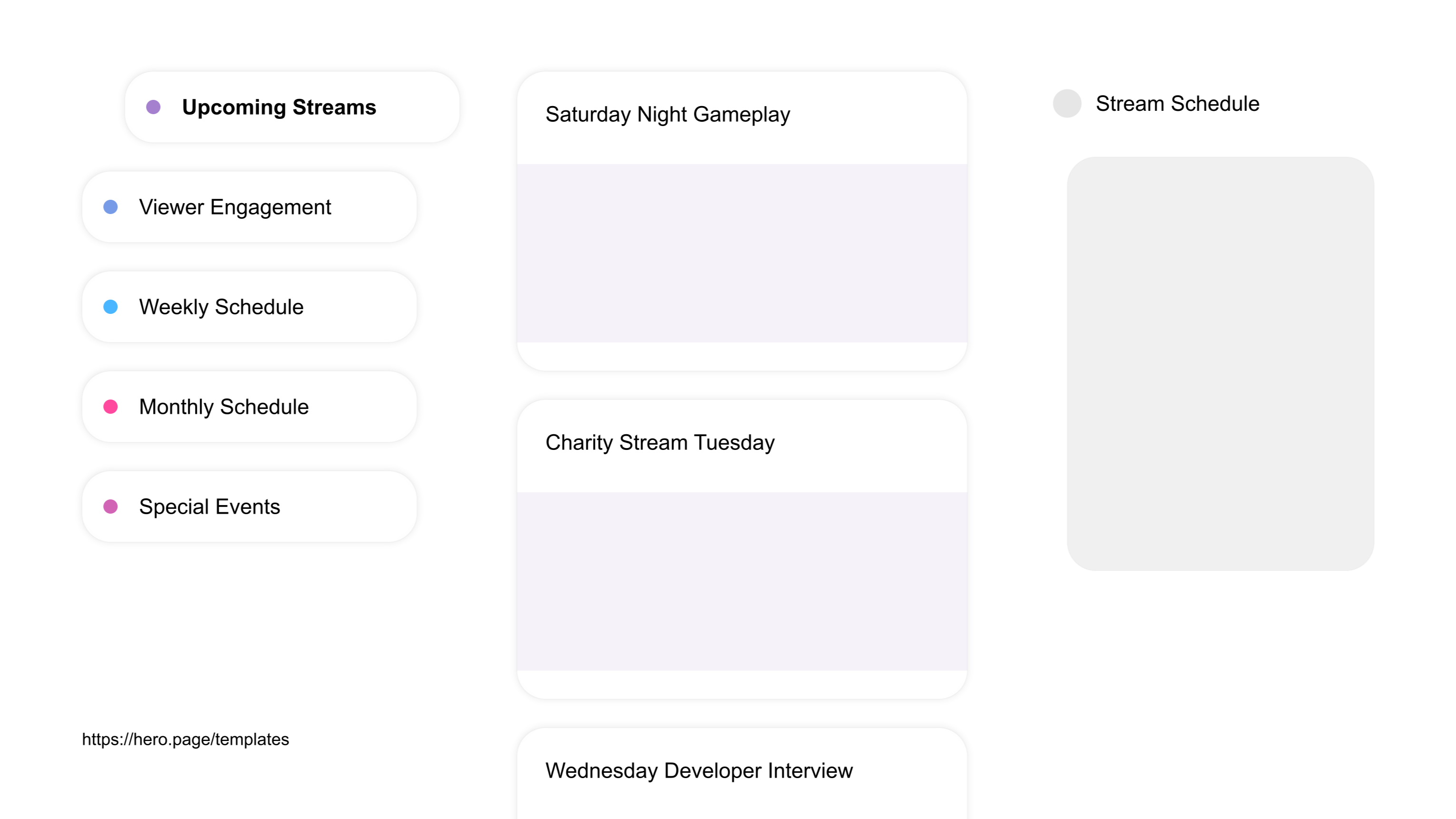 A visual diagram of what a Live Streaming space looks like with relevant lists