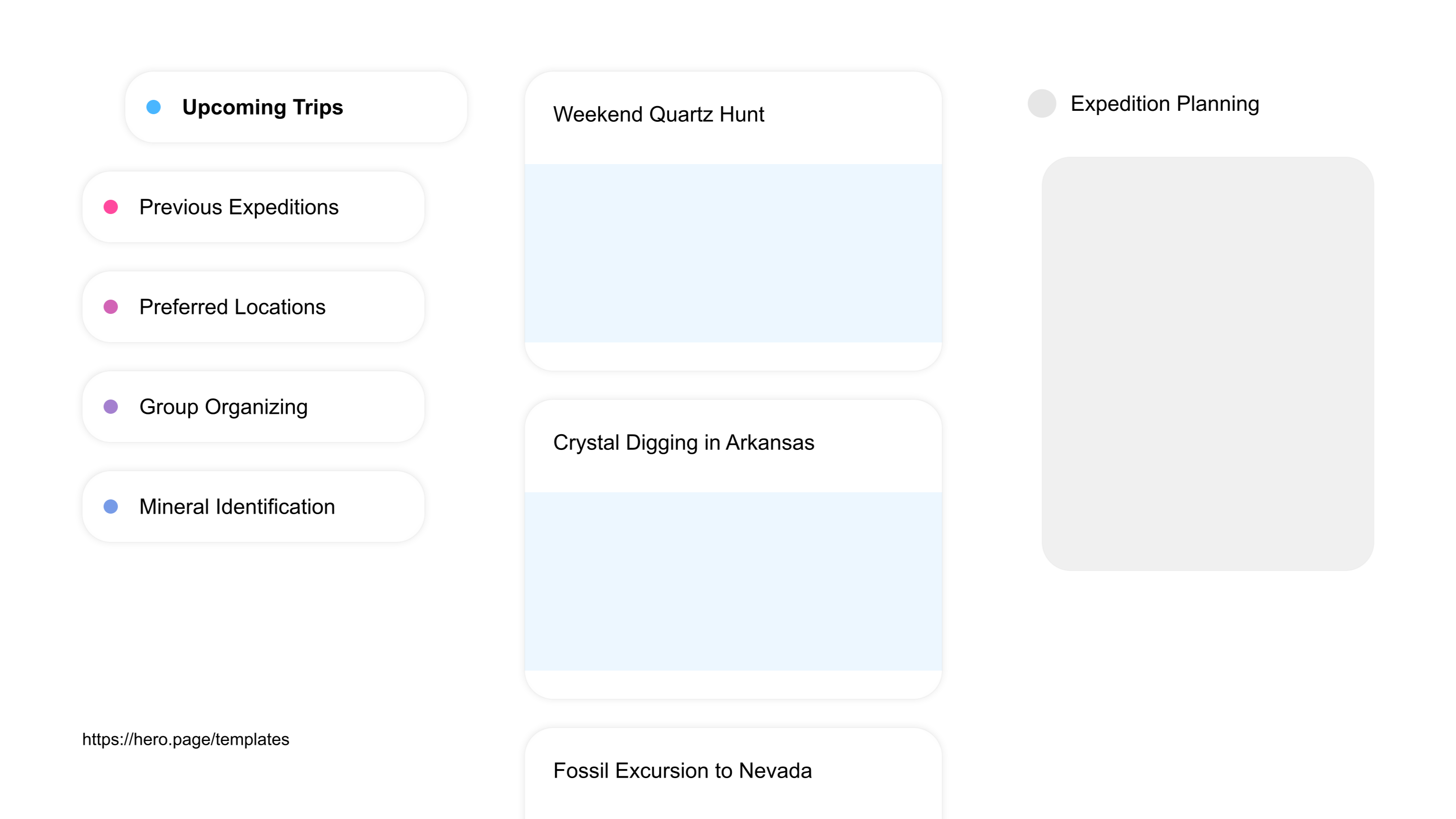 A visual diagram of what a Rock and Mineral Collecting space looks like with relevant lists