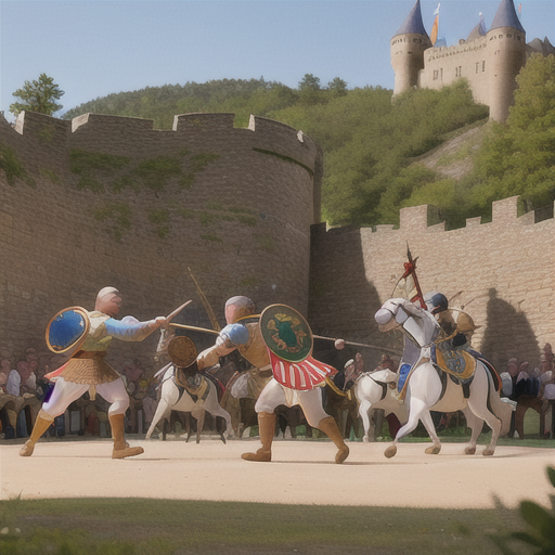 Knights, with their heraldic crests proudly displayed on their tunics, jousted in the castle's bailey during the annual summer tournament.
