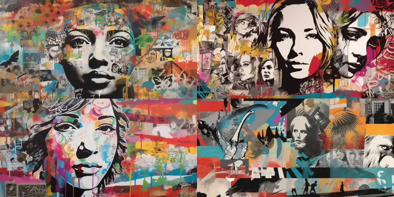 Create a striking visual collage by merging photographs or print media with graffiti-style hand-drawn elements, emphasizing social or environmental issues. The artwork should showcase {{issue_1}} and {{issue_2}} intertwined in an intricate yet coherent composition. Incorporate elements inspired by {{artist_1}}, {{artist_2}}, or {{artist_3}}, and use a color palette that conveys {{emotion_1}} and {{emotion_2}}. To complete the piece, blend in the stylistic touches of {{art_style_1}}, {{art_style_2}}, and a touch of {{art_style_3}}, reflecting the complexity and urgency of the chosen issues.