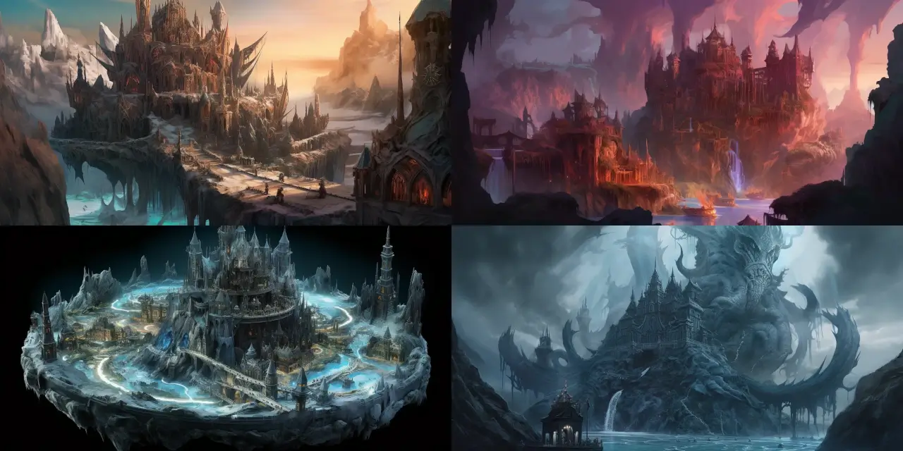 Create a fantastical realm situated within the belly of a dormant fire-breathing {{dragon_type}}, featuring {{number_of_residents}} residents and intricate {{architecture_style}} architecture adapted to the unique environment. The Fantasy Map Design should evoke a {{strong_theme}} feeling while highlighting key locations such as the {{landmark_1}}, {{landmark_2}}, and {{landmark_3}}. The artistic style should incorporate elements of {{art_style_1}} and {{art_style_2}}, inspired by artists {{artist_name_1}} and {{artist_name_2}}. The medium of this representation should be a {{preferred_medium}} with a focus on vivid colors and detailed textures to bring this fantastical world to life.