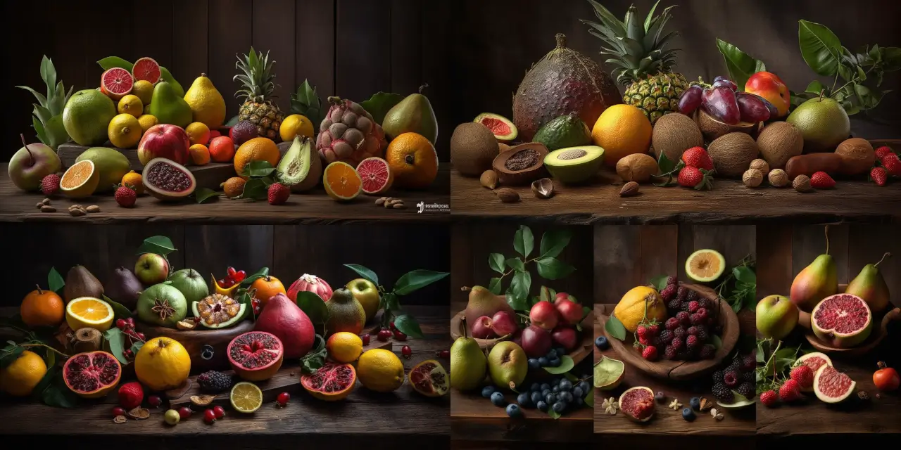 Capture a tantalizing food photography scene, showcasing a diverse array of exotic fruits with distinctive {{texture_1}} and {{texture_2}} textures, as well as unique {{shape_1}} and {{shape_2}} shapes. Evoke a sense of culinary curiosity and visual intrigue by composing the fruits in a dynamic arrangement, against a complementary {{background_style}} background. Consider incorporating various styles, such as vibrant colors, chiaroscuro lighting, or minimalism, and experiment with different angles and perspectives. Immerse the viewer in the sensorial experience of discovering new and tantalizing exotic fruits, elegantly presented in a striking food photography masterpiece.