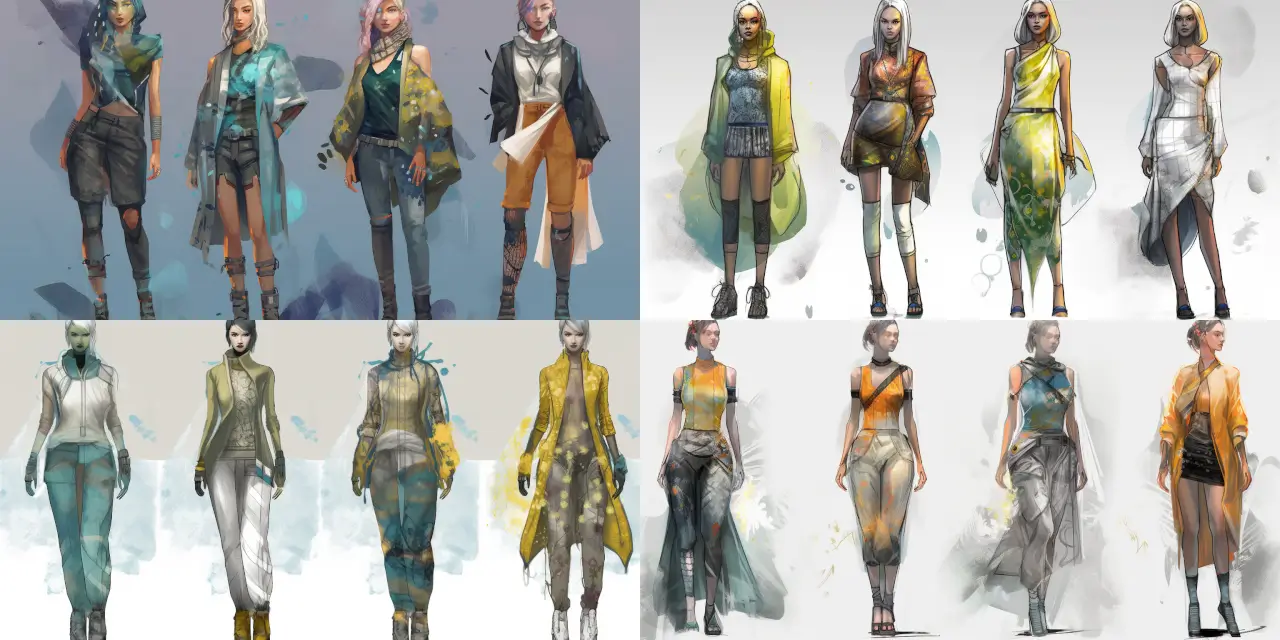 Design a {{detail_1}} futuristic, eco-friendly clothing line concept art with {{detail_2}} solar panels and {{detail_3}} nature-inspired patterns. Incorporate elements of {{style_1}} solarpunk, {{style_2}} modern, and {{style_3}} minimalism. Showcase pieces that evoke a {{theme_1}} strong sense of sustainability, with a touch of {{theme_2}} elegance and {{theme_3}} innovation. Render the designs in {{medium_1}} watercolor, showcasing how the clothing line could fit in a {{scene_1}} solarpunk city or a {{scene_2}} lush green landscape. Inspired by the art styles of {{artist_1}} Hiroshi Yoshida and {{artist_2}} Paul Signac, create a harmonious fusion of {{feature_1}} technology and {{feature_2}} nature in wearable fashion.