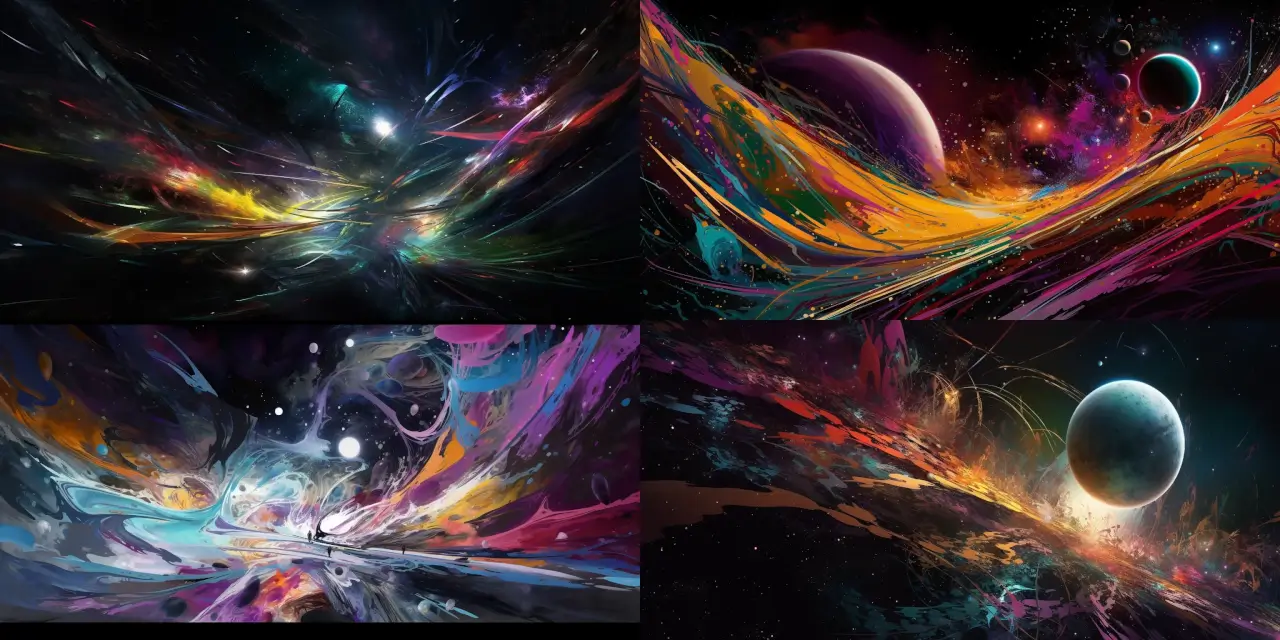 A detailed dynamic prompt for "1. A spacecraft cruising through a galaxy of vivid nebulas and exotic planets, with futuristic buildings visible on the closest planet's surface. Sci-Fi & Space Art.":