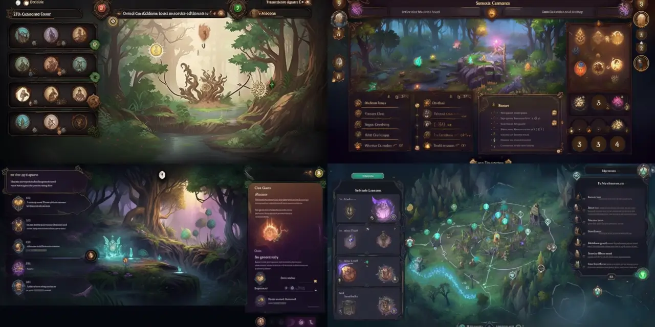 Design a captivating and mystical leaderboard and achievement system for a fantasy MMORPG by incorporating elements such as {{element_1}}, {{element_2}}, and {{element_3}}. Envelop the user in a wondrous, ethereal experience by utilizing sparkling visuals and spell-like animations. Consider the UI & UX design aspects to create an immersive gaming experience that evokes feelings of {{emotion_1}} and {{emotion_2}}. Draw inspiration from art styles like {{art_style_1}}, {{art_style_2}}, and {{art_style_3}} or renowned artists such as {{artist_1}}, {{artist_2}}, and {{artist_3}}. The final design should exhibit an enchanting atmosphere, blending functionality and artistic mastery to make players feel like they have entered a magical realm.