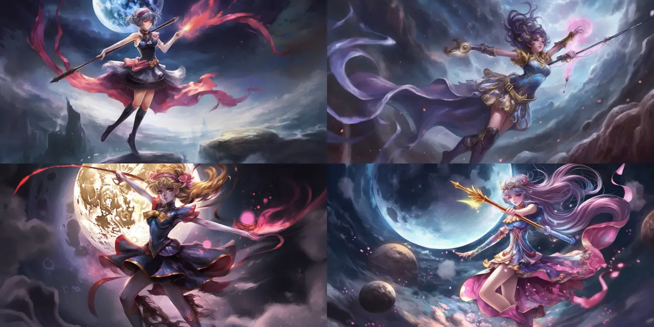 Compose an image of a {{magical_girl}} in a dynamic pose, wielding her {{magical_wand}}, as she casts a powerful {{spell}} against her {{enemies}} in Manga Style Illustrations. Emphasize strong themes of {{theme_1}} and {{theme_2}}, while incorporating elements of {{art_style}} and a touch of {{artist_reference}} inspiration. Render this masterpiece using {{medium}} to capture the essence of her heroic battle.