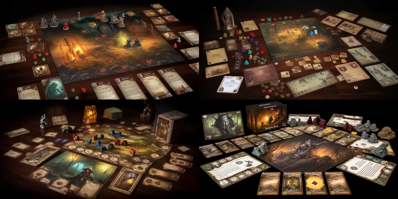 Create an image of an ancient, hidden tavern, tucked away in {{location_1}}, where ghostly spirits of legendary warriors, including {{warrior_1}}, {{warrior_2}}, and {{warrior_3}}, gather to spectate a high-stakes card duel amongst their living companions, featuring {{card_game_1}}. The atmosphere is filled with a {{theme_1}} aura, illuminated by {{lighting_source_1}}. The tavern should be designed in {{art_style_1}} style, showcasing a mix of {{architecture_style_1}} and {{architecture_style_2}}. Incorporate elements from {{artist_name_1}}'s work for inspiration, and use {{medium_of_choice_1}} as the primary medium for the illustration. Pay close attention to the intricate details of the warriors' attire, the ancient tavern's decorations, and the captivating card game design.