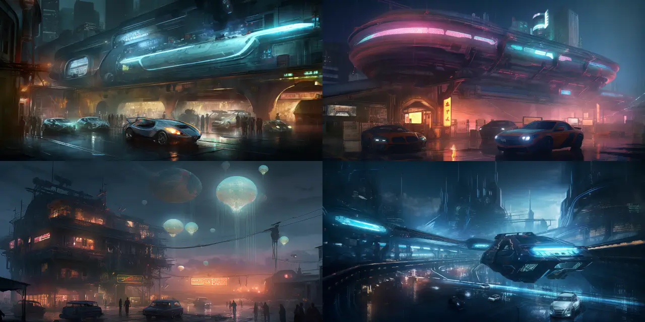 Illustrate a {{setting_1}} race track suspended in the sky with {{vehicle_quantity}} advanced vehicles and hovering billboards. The scene should evoke a sense of {{feeling_1}} and {{feeling_2}}. The vehicles should showcase {{design_element_1}} and {{design_element_2}}. Incorporate the art style of {{artist_1}} and the use of a {{medium_1}} to create the Mobile Game Art.