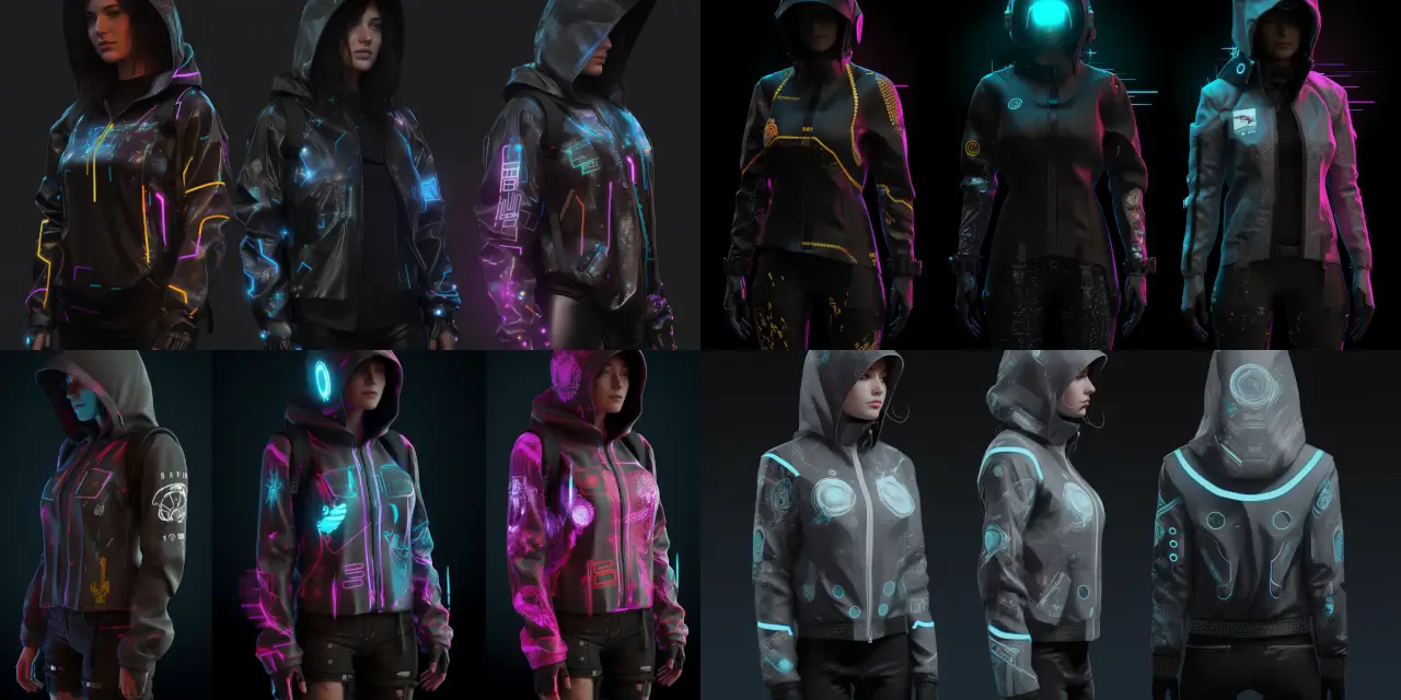 Visualize a high-tech, space-themed clothing line featuring {{garment_1}}, {{garment_2}}, and {{garment_3}}, crafted from futuristic materials and embellished with neon accents. Clothing Line Concept Art showcases designs inspired by cosmic elements such as {{inspiration_1}}, {{inspiration_2}}, and {{inspiration_3}}. The art style should be a fusion of {{style_1}}, {{style_2}}, and {{style_3}} aesthetics, incorporating aspects from iconic artists like {{artist_1}}, {{artist_2}}, and {{artist_3}}. The presentation should include various mediums such as {{medium_1}}, {{medium_2}}, and {{medium_3}}, encapsulating the true essence of this space-inspired collection.