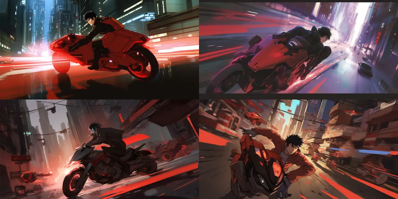 Illustrate an intense, action-packed anime chase sequence where the protagonist, {{protagonist}}, expertly maneuvers their futuristic hoverbike, {{hoverbike}}, through a dizzying blur of {{city}} streets. Hot on their heels is the relentless villain, {{villain}}, hellbent on catching our hero. Make sure to capture the thrilling essence of the pursuit, as well as the vivid, fast-paced cityscape. Add "Anime-Styled Game Art" at the end of the prompt for greater context.