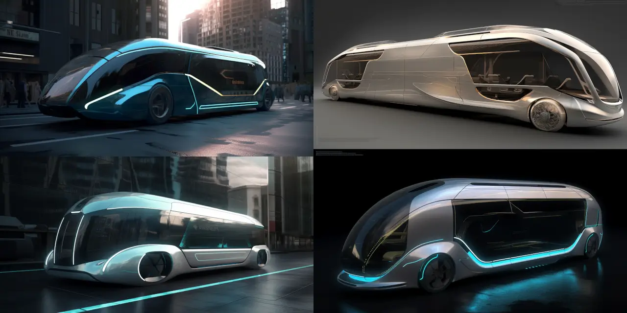 A futuristic rocket-powered bus design featuring a {{zero_emission_engine_type}} and transformable interior for various {{vehicle_purpose}}, inspired by elements of {{art_style_1}} and {{art_style_2}}. The exterior should showcase sleek, aerodynamic contours while the interior should offer flexible seating and space configurations, accommodating diverse user needs. Visualize the bus in a {{setting_1}} environment, showcasing its advanced propulsion capabilities and eco-conscious energy system. Incorporate design influences from artists like {{artist_1}} or {{artist_2}} and utilize a medium such as {{medium_1}} or {{medium_2}} to bring the futuristic vehicle concept to life. Allow the design to evoke emotions of {{strong_emotion_1}} and {{strong_emotion_2}}, showcasing hope for a more sustainable and versatile means of transportation in the world of tomorrow.