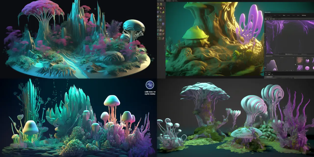 Design a vivid alien planet with diverse {{flora_and_fauna}}, bizarre {{landscapes}}, and alien {{structures}} for 3D printing. Include unique features such as {{feature_1}}, {{feature_2}}, and {{feature_3}}, and draw inspiration from different art styles like {{art_style_1}}, {{art_style_2}}, and {{art_style_3}}. Focus on strong themes such as {{theme_1}}, {{theme_2}}, and {{theme_3}}, and utilize a medium like {{medium_1}} or {{medium_2}} to capture the essence of the planet. Combine elements from the works of renowned artists like {{artist_1}}, {{artist_2}}, and {{artist_3}}, and pay attention to details like {{detail_1}}, {{detail_2}}, and {{detail_3}} when designing the diverse flora, fauna, landscapes, and structures of this vibrant alien world.