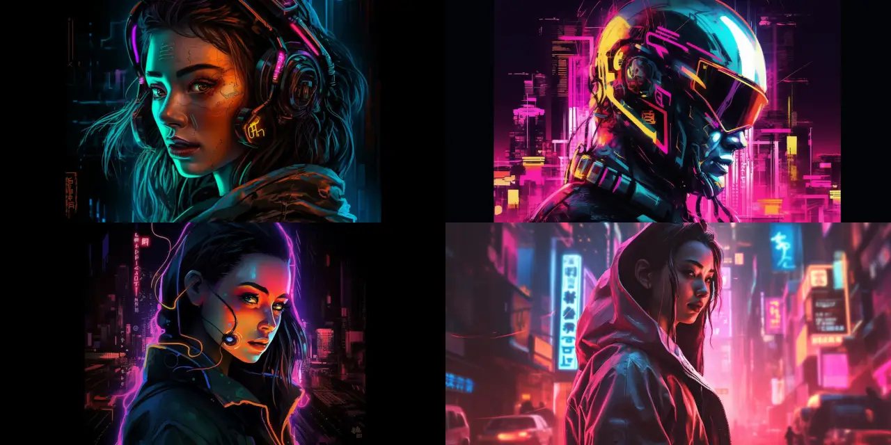 Create a cyberpunk-style avatar for a Custom Profile Picture, featuring {{elements_1}} neon colors, {{elements_2}} futuristic clothing, and {{elements_3}} mechanical elements. The avatar should portray a strong sense of {{theme_1}} and should be set in a {{background_setting}}. The art style should incorporate elements of {{art_style_1}} and {{art_style_2}}, reminiscent of the works of {{artist_1}} and {{artist_2}}. The medium should be a {{medium_type}}, showcasing intricate details and vivid colors.