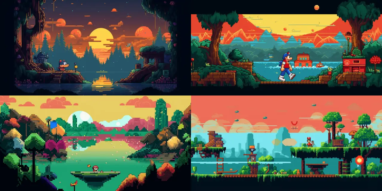 Compose an AI-generated Custom Profile Picture using pixel art style, featuring a nostalgic gaming scene with an {{avatar}}. The scene should include {{element_1}}, {{element_2}}, and {{element_3}} reminiscent of classic 8-bit games. The avatar should be wearing {{outfit}} and interacting with {{interaction_object}}. The color palette used should evoke a sense of {{emotion_1}} and {{emotion_2}}. Additionally, incorporate stylistic elements inspired by {{artist_1}} and {{artist_2}}, and have the composition pay homage to the iconic gaming consoles of the {{era}}.